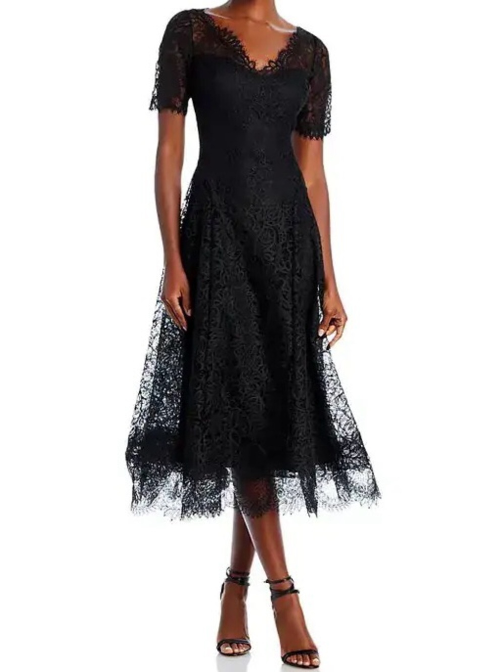 Rickie Freeman Teri Jon scalloped lace midi dress 16